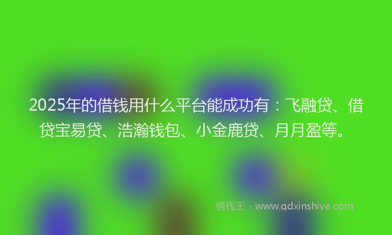 2025年的借钱用什么平台能成功有：飞融贷、借贷宝易贷、浩瀚钱包、小金鹿贷、月月盈等。