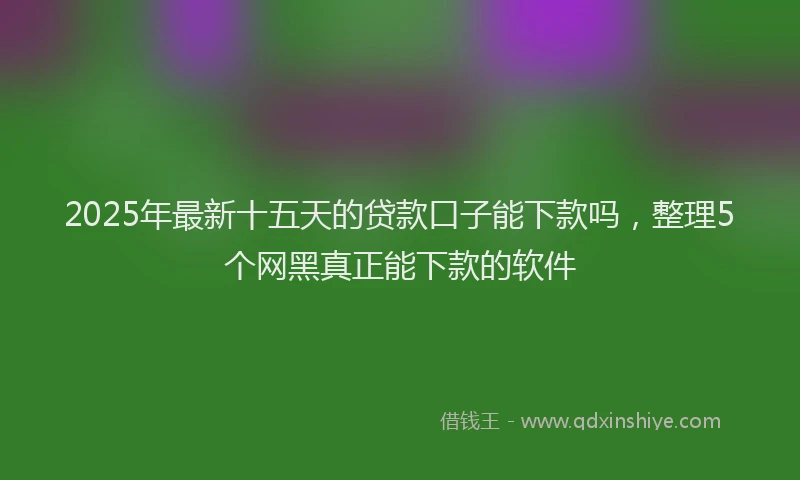 2025年最新十五天的贷款口子能下款吗，整理5个网黑真正能下款的软件