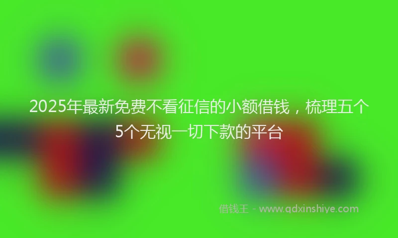 2025年最新免费不看征信的小额借钱，梳理五个5个无视一切下款的平台