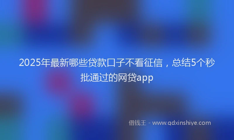 2025年最新哪些贷款口子不看征信，总结5个秒批通过的网贷app