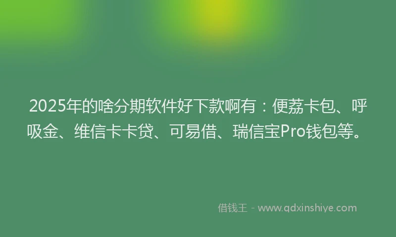 2025年的啥分期软件好下款啊有：便荔卡包、呼吸金、维信卡卡贷、可易借、瑞信宝Pro钱包等。