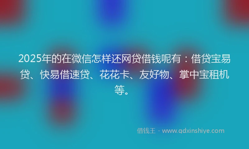 2025年的在微信怎样还网贷借钱呢有：借贷宝易贷、快易借速贷、花花卡、友好物、掌中宝租机等。