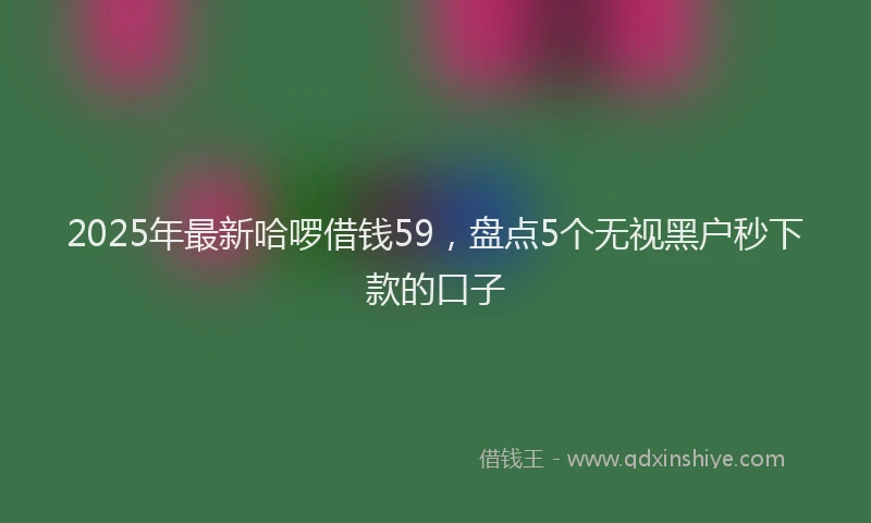 2025年最新哈啰借钱59，盘点5个无视黑户秒下款的口子