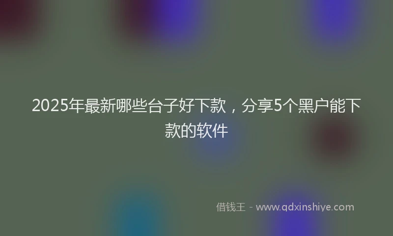 2025年最新哪些台子好下款，分享5个黑户能下款的软件