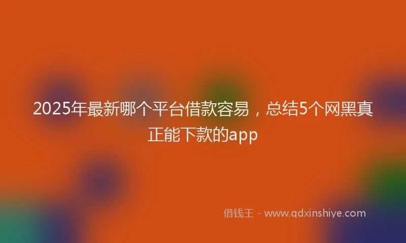2025年最新哪个平台借款容易，总结5个网黑真正能下款的app