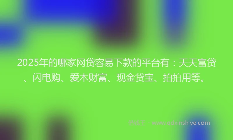 2025年的哪家网贷容易下款的平台有：天天富贷、闪电购、爱木财富、现金贷宝、拍拍用等。