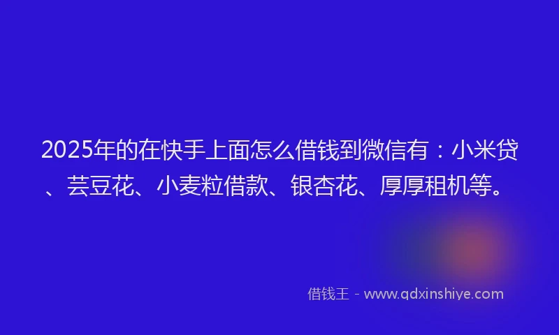 2025年的在快手上面怎么借钱到微信有：小米贷、芸豆花、小麦粒借款、银杏花、厚厚租机等。