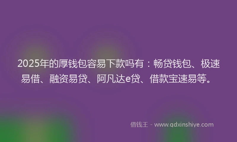 2025年的厚钱包容易下款吗有：畅贷钱包、极速易借、融资易贷、阿凡达e贷、借款宝速易等。