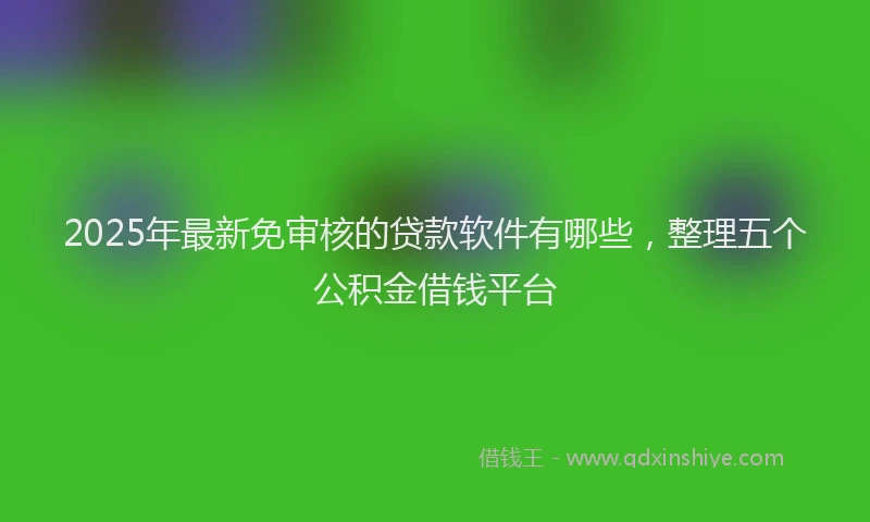 2025年最新免审核的贷款软件有哪些，整理五个公积金借钱平台