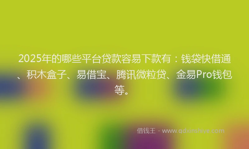 2025年的哪些平台贷款容易下款有：钱袋快借通、积木盒子、易借宝、腾讯微粒贷、金易Pro钱包等。