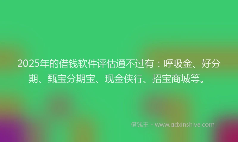 2025年的借钱软件评估通不过有：呼吸金、好分期、甄宝分期宝、现金侠行、招宝商城等。