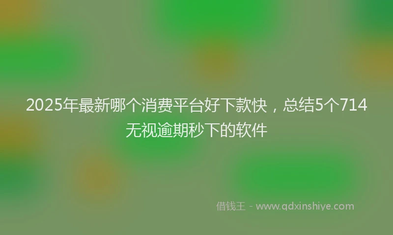 2025年最新哪个消费平台好下款快，总结5个714无视逾期秒下的软件