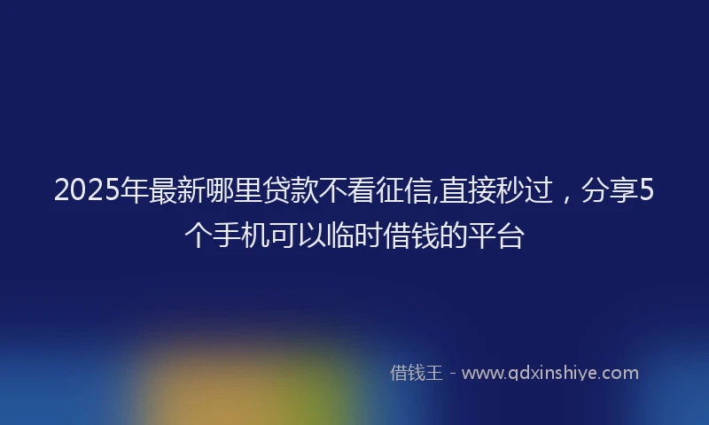 2025年最新哪里贷款不看征信,直接秒过，分享5个手机可以临时借钱的平台