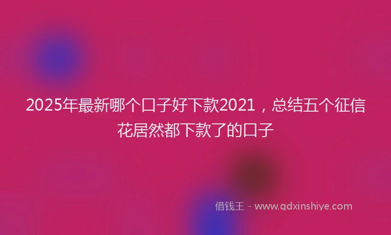 2025年最新哪个口子好下款2021，总结五个征信花居然都下款了的口子