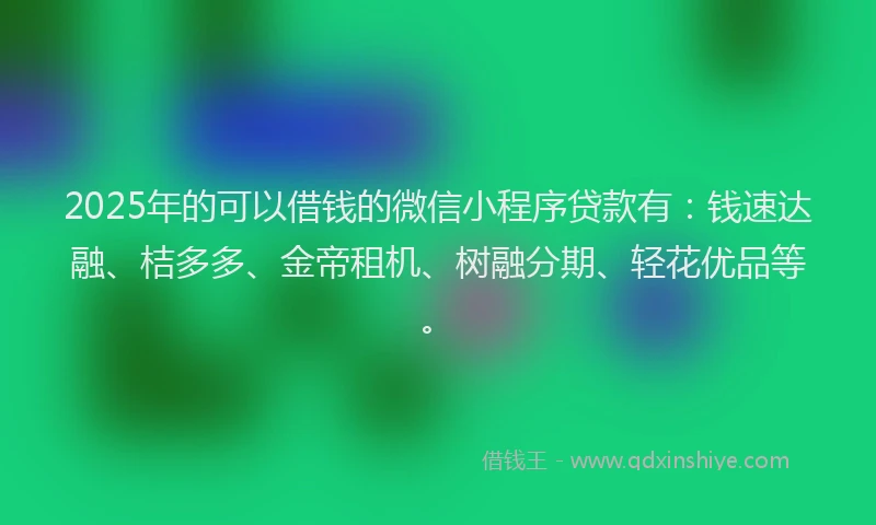 2025年的可以借钱的微信小程序贷款有：钱速达融、桔多多、金帝租机、树融分期、轻花优品等。