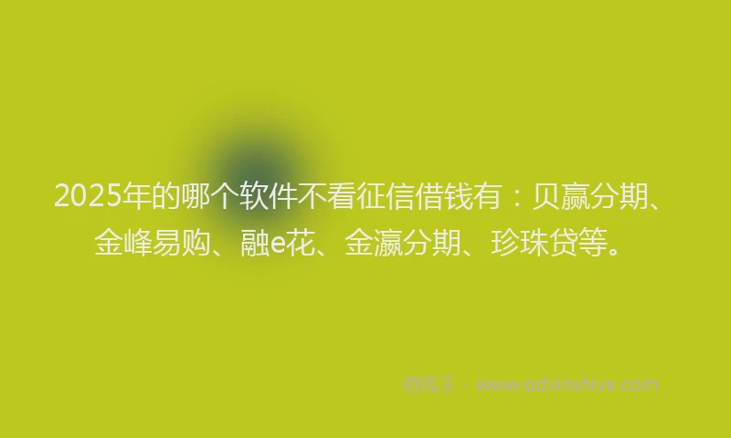 2025年的哪个软件不看征信借钱有：贝赢分期、金峰易购、融e花、金瀛分期、珍珠贷等。