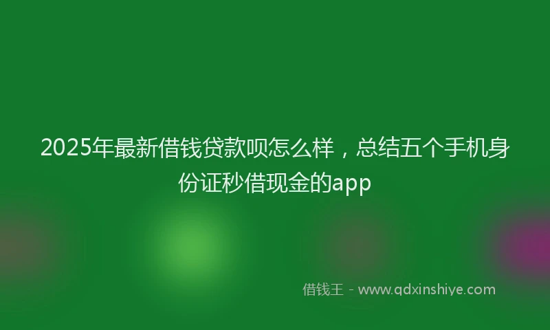 2025年最新借钱贷款呗怎么样，总结五个手机身份证秒借现金的app