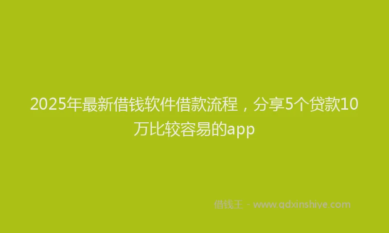 2025年最新借钱软件借款流程，分享5个贷款10万比较容易的app