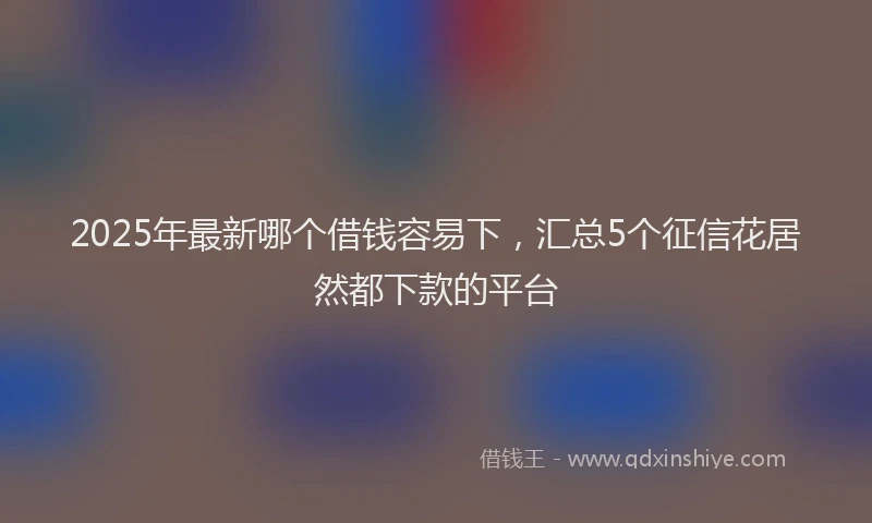 2025年最新哪个借钱容易下，汇总5个征信花居然都下款的平台