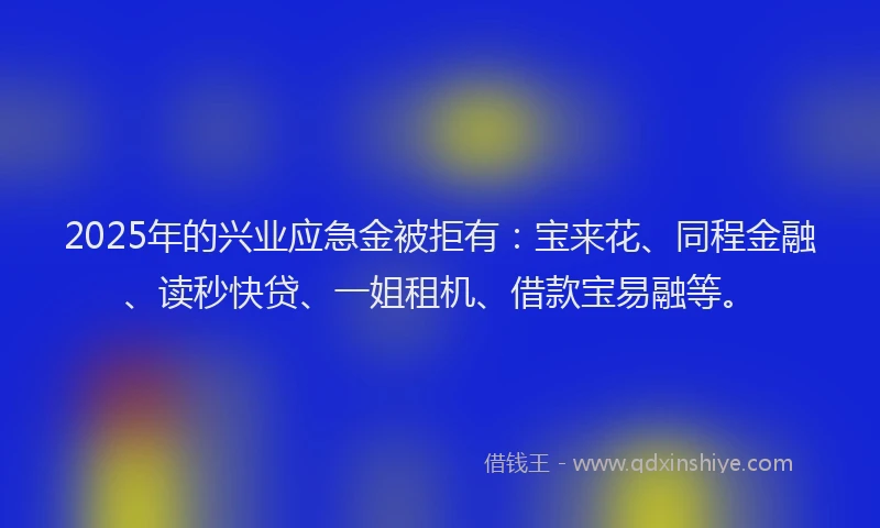 2025年的兴业应急金被拒有：宝来花、同程金融、读秒快贷、一姐租机、借款宝易融等。