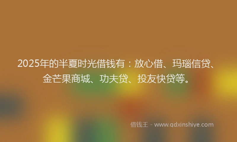 2025年的半夏时光借钱有：放心借、玛瑙信贷、金芒果商城、功夫贷、投友快贷等。