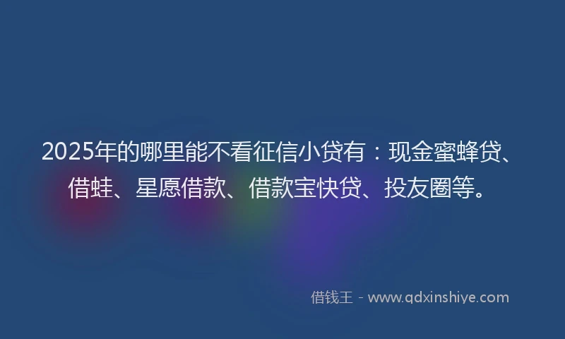 2025年的哪里能不看征信小贷有：现金蜜蜂贷、借蛙、星愿借款、借款宝快贷、投友圈等。
