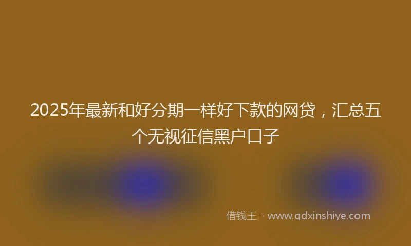 2025年最新和好分期一样好下款的网贷，汇总五个无视征信黑户口子