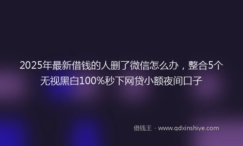 2025年最新借钱的人删了微信怎么办，整合5个无视黑白100%秒下网贷小额夜间口子