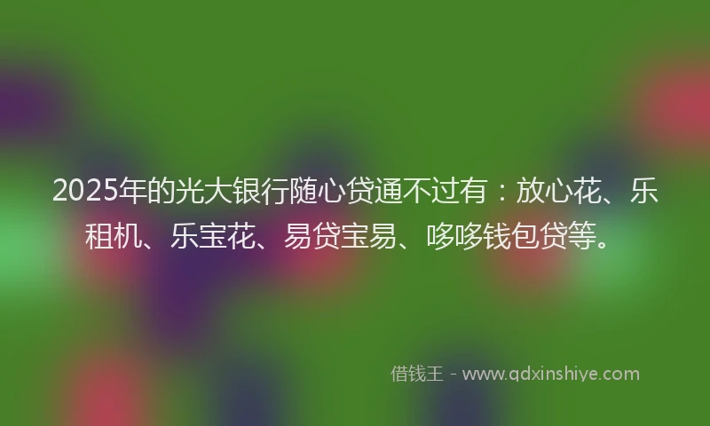 2025年的光大银行随心贷通不过有：放心花、乐租机、乐宝花、易贷宝易、哆哆钱包贷等。