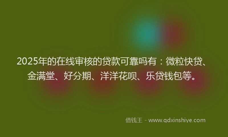 2025年的在线审核的贷款可靠吗有：微粒快贷、金满堂、好分期、洋洋花呗、乐贷钱包等。