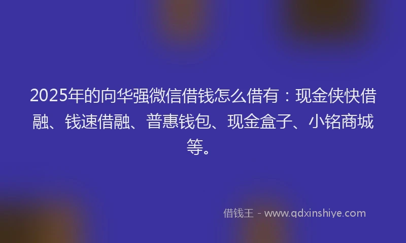 2025年的向华强微信借钱怎么借有：现金侠快借融、钱速借融、普惠钱包、现金盒子、小铭商城等。