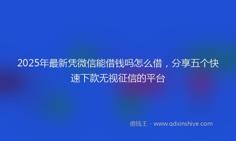 2025年最新凭微信能借钱吗怎么借，分享五个快速下款无视征信的平台