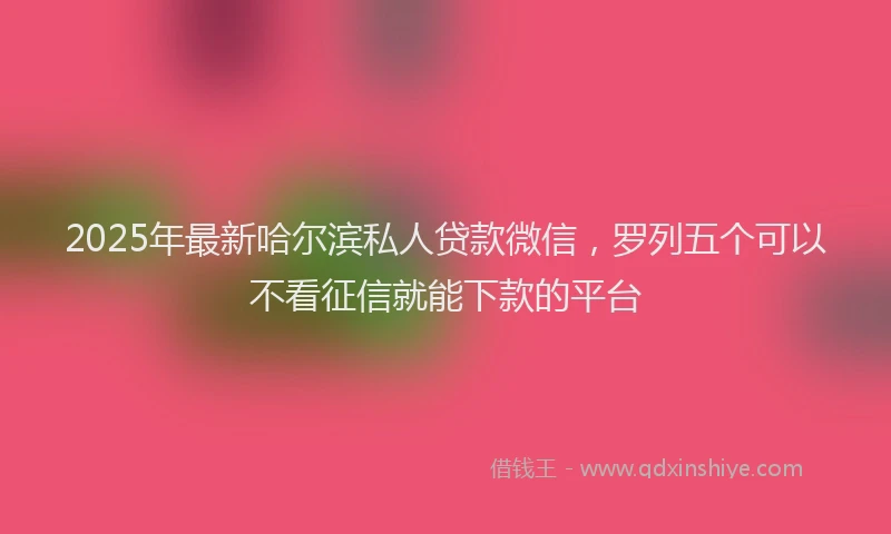 2025年最新哈尔滨私人贷款微信，罗列五个可以不看征信就能下款的平台