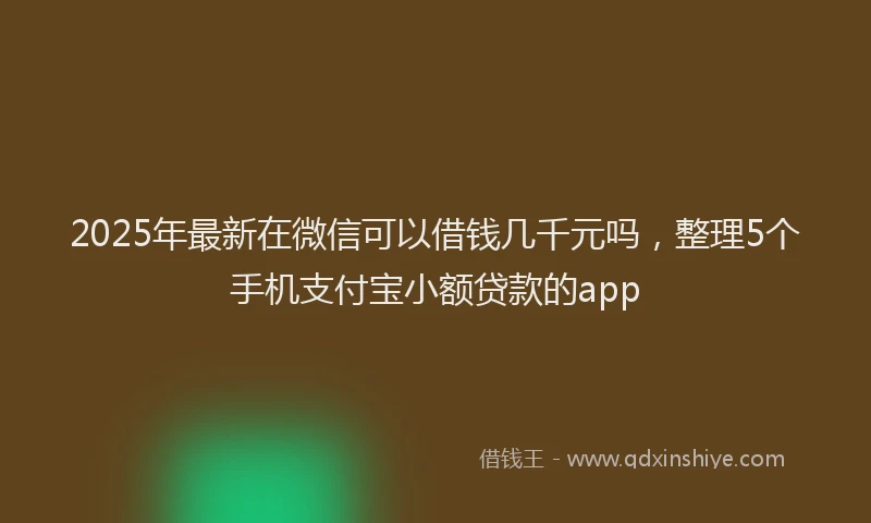 2025年最新在微信可以借钱几千元吗，整理5个手机支付宝小额贷款的app