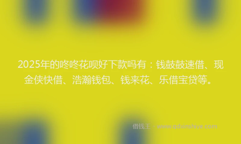 2025年的咚咚花呗好下款吗有：钱鼓鼓速借、现金侠快借、浩瀚钱包、钱来花、乐借宝贷等。