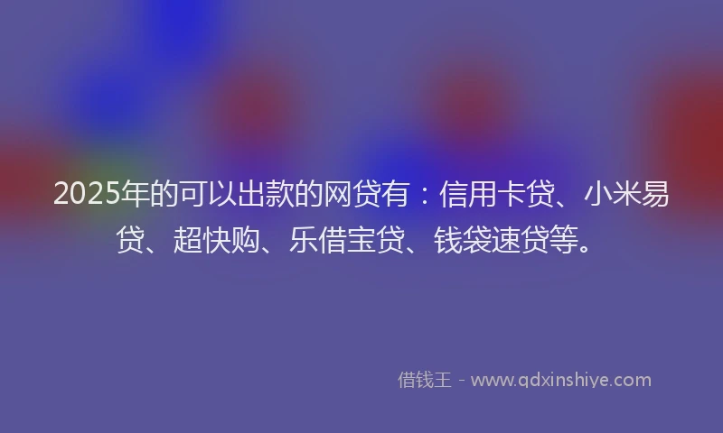 2025年的可以出款的网贷有：信用卡贷、小米易贷、超快购、乐借宝贷、钱袋速贷等。