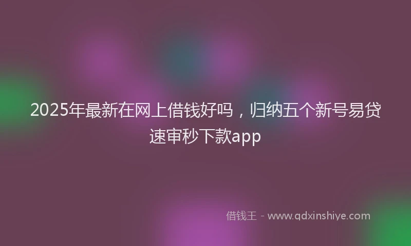 2025年最新在网上借钱好吗，归纳五个新号易贷速审秒下款app