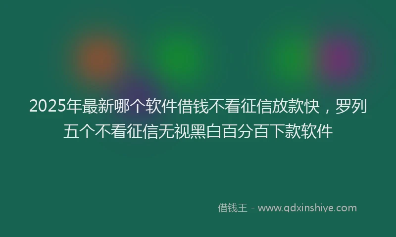 2025年最新哪个软件借钱不看征信放款快，罗列五个不看征信无视黑白百分百下款软件