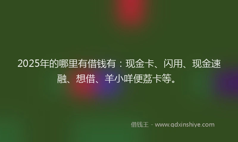 2025年的哪里有借钱有：现金卡、闪用、现金速融、想借、羊小咩便荔卡等。