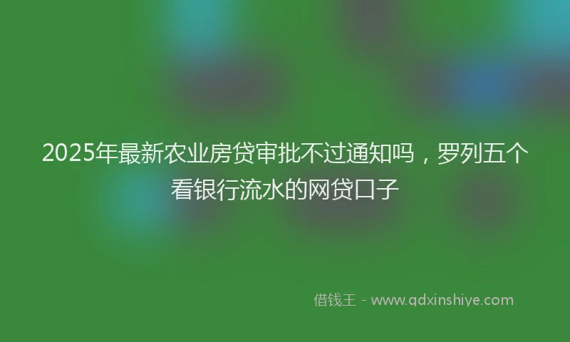 2025年最新农业房贷审批不过通知吗，罗列五个看银行流水的网贷口子