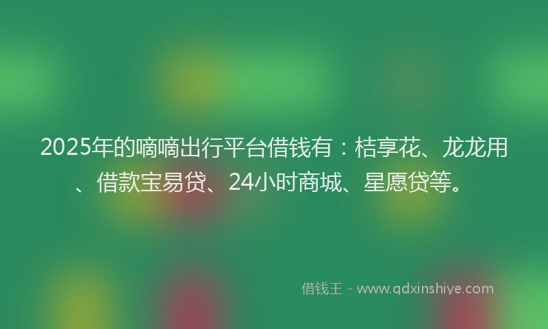 2025年的嘀嘀出行平台借钱有：桔享花、龙龙用、借款宝易贷、24小时商城、星愿贷等。