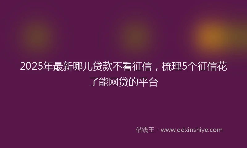 2025年最新哪儿贷款不看征信，梳理5个征信花了能网贷的平台