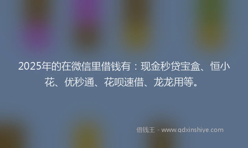 2025年的在微信里借钱有：现金秒贷宝盒、恒小花、优秒通、花呗速借、龙龙用等。
