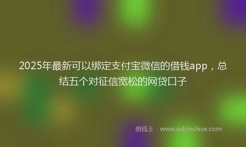 2025年最新可以绑定支付宝微信的借钱app，总结五个对征信宽松的网贷口子
