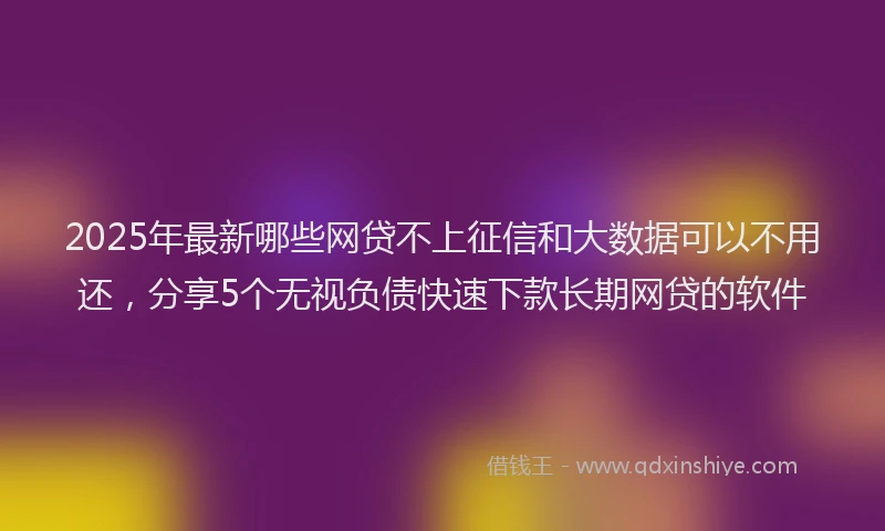 2025年最新哪些网贷不上征信和大数据可以不用还，分享5个无视负债快速下款长期网贷的软件