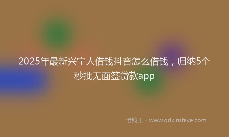 2025年最新兴宁人借钱抖音怎么借钱，归纳5个秒批无面签贷款app