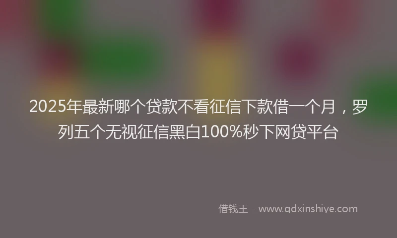 2025年最新哪个贷款不看征信下款借一个月，罗列五个无视征信黑白100%秒下网贷平台