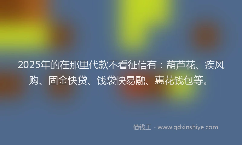 2025年的在那里代款不看征信有：葫芦花、疾风购、固金快贷、钱袋快易融、惠花钱包等。