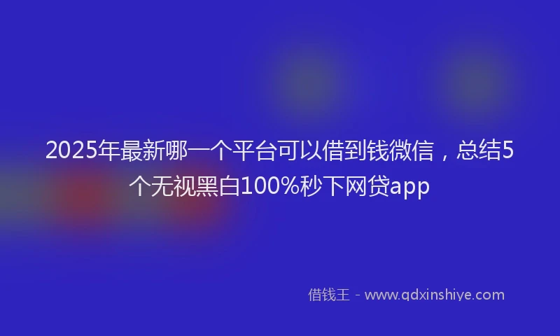 2025年最新哪一个平台可以借到钱微信，总结5个无视黑白100%秒下网贷app