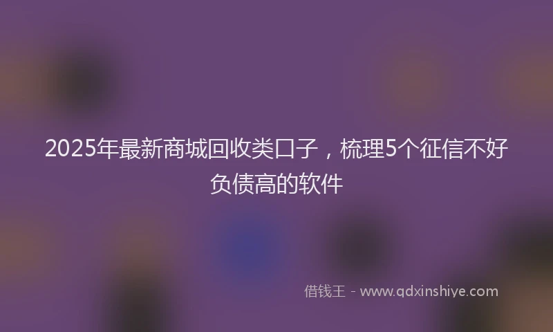 2025年最新商城回收类口子，梳理5个征信不好负债高的软件